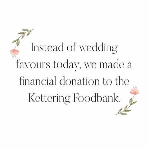 Alternative Wedding Favours Foodbank Donation